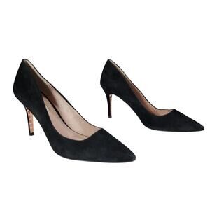 Dune London Pumps sz EU 39 US 8.5 Women Stilleto Heels Pointed Black Suede 3.75"
